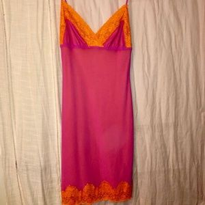 Betsey Johnson Pink/Orange Lace Slip (Vintage!)